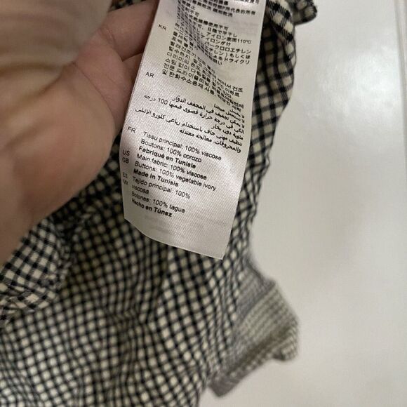 SANDRO Paris black white gingham plaid button down collared shirt medium - Picture 5 of 7